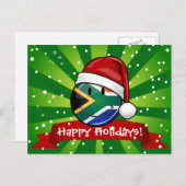 Cartes Pour Fêtes Annuelles Drapeau sud-africain souriant style de Noël (Devant / Derrière)