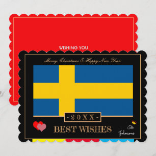Cartes Pour Fêtes Annuelles Drapeau suédois & Bonne année / Meilleurs voeux Su