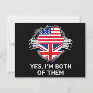 Cartes Pour Fêtes Annuelles Drapeau USA Angleterre Moitié Américain Moitié Bri
