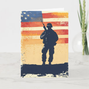 Cartes Pour Fêtes Annuelles Drapeau USA Soldat Américain