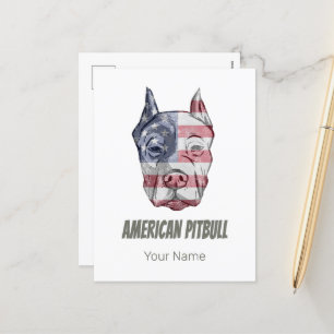 Cartes Pour Fêtes Annuelles Drapeau Vintage américain Pitbull Terrier Bully Ch