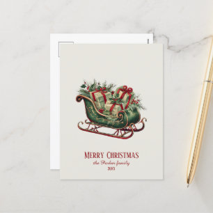 Cartes Pour Fêtes Annuelles Draps de Noël Vintage avec cadeaux et verdure