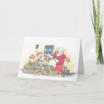 Cartes Pour Fêtes Annuelles Dreidel dans Père Noël Workshp<br><div class="desc">père Noël et elfes se demandent comment un dreidel est arrivé sur sa liste de jouets</div>