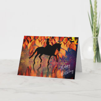 Cartes Pour Fêtes Annuelles Dressage Automne Réflexions Cheval Anniversaire