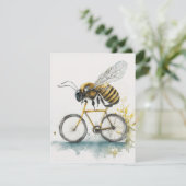 Cartes Pour Fêtes Annuelles Drôle abeille à vélo en train de dessiner l'aquare (Debout devant)