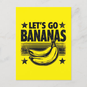Cartes Pour Fêtes Annuelles Drôle Allons-y Bananes Mème Grunge Distressed