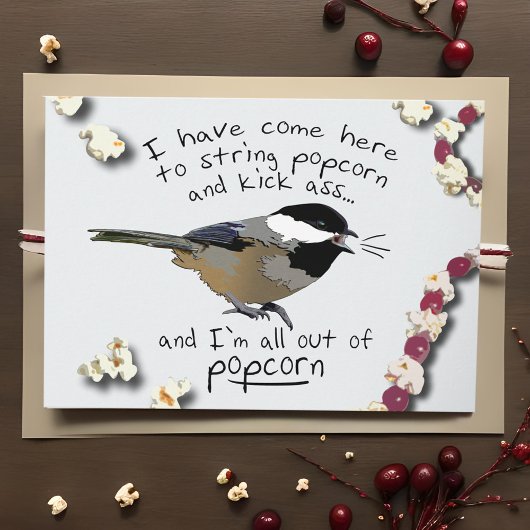Cartes Pour Fêtes Annuelles Drôle Angry Holiday Chickadee Strings Popcorn