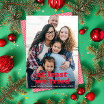 Cartes Pour Fêtes Annuelles Drôle Au Moins Nous Avons Essayé Noël Une Photo Ro<br><div class="desc">Ce carte photo de vacances amusant présente une photo verticale pleine image (alias plein sang) avec l'accueil "au moins nous avons essayé" en rouge. Cette conception s'adapte à une photo verticale. La couleur de salutation est personnalisable - il suffit de cliquer sur "Cliquez pour customiser plus loin" dans le menu...</div>