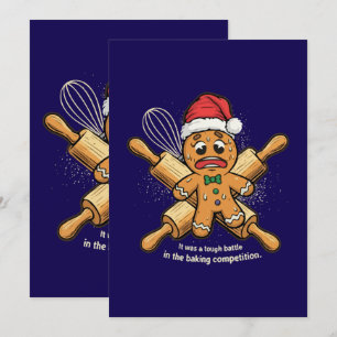 Cartes Pour Fêtes Annuelles Drôle "Bataille Coriace" Bonhomme en Pain d'Épices