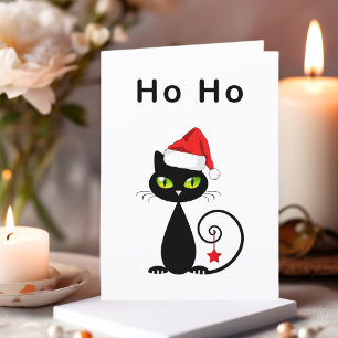 Cartes Pour Fêtes Annuelles Drôle Black Ho Ho Père Noël Chat de Noël