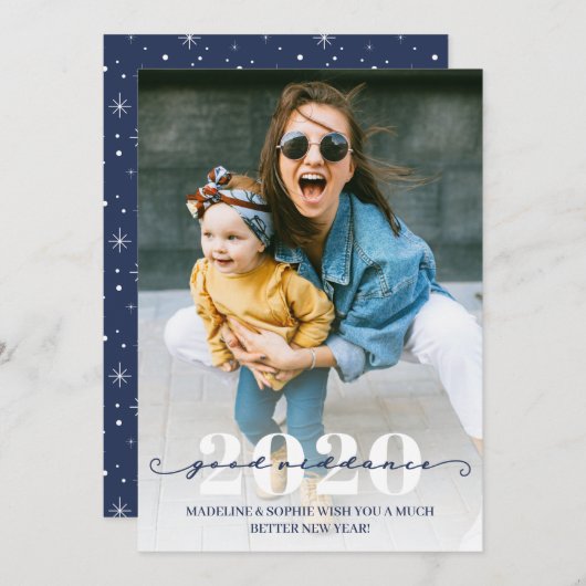 Cartes Pour Fêtes Annuelles Drôle Bonne Riddance Photo Joyeux Nouvel An (Devant / Derrière)