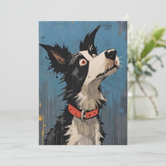 Cartes Pour Fêtes Annuelles Drôle Bordure Collie Cheepdog Chien (Debout devant)