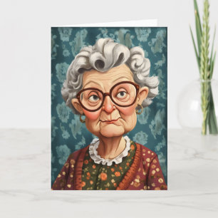 Cartes Pour Fêtes Annuelles Drôle Cartoon Vielle Femme
