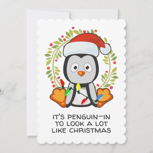 Cartes Pour Fêtes Annuelles Drôle Chanson de Noël Pun Penguin (Devant)