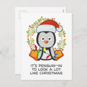 Cartes Pour Fêtes Annuelles Drôle Chanson de Noël Pun Penguin (Devant / Derrière)
