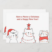 Cartes Pour Fêtes Annuelles Drôle chat miow de Noël (Devant / Derrière)