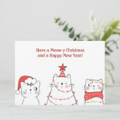 Cartes Pour Fêtes Annuelles Drôle chat miow de Noël (Debout devant)