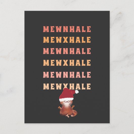 Cartes Pour Fêtes Annuelles Drôle Chat Yoga Méditation Inhale Exhale Noël (Devant)