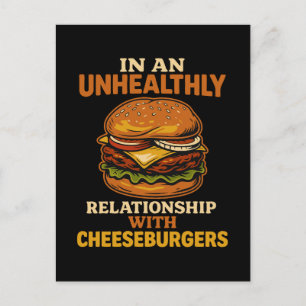 Cartes Pour Fêtes Annuelles Drôle Cheeseburger relation de mangeur avec Burger