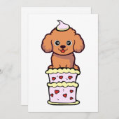 Cartes Pour Fêtes Annuelles Drôle chien brun sautant d'un gâteau (Devant / Derrière)