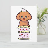 Cartes Pour Fêtes Annuelles Drôle chien brun sautant d'un gâteau (Debout devant)
