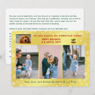 Cartes Pour Fêtes Annuelles Drôle Chien Chat 4 Photos Minimaliste Élégant Or