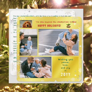 Cartes Pour Fêtes Annuelles Drôle Chien Chat Paix Amour Joie 4 Photos Mignonne