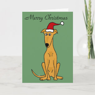 Cartes Pour Fêtes Annuelles Drôle Chien Greyhound à Santa Hat Art de Noël