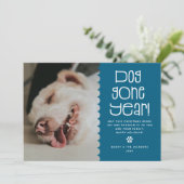 Cartes Pour Fêtes Annuelles Drôle 'Chien parti année' Photo pour animal de com (Debout devant)