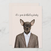 Cartes Pour Fêtes Annuelles Drôle chihuahua en costume (Devant / Derrière)