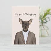 Cartes Pour Fêtes Annuelles Drôle chihuahua en costume (Debout devant)