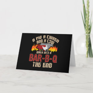 Cartes Pour Fêtes Annuelles Drôle Cochon Poulet Barre de Vache B Q Barbecue Ch