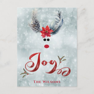 Cartes Pour Fêtes Annuelles Drôle cool whimsy poinsettia rennes