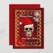 Cartes Pour Fêtes Annuelles Drôle crâne gothique père Noël noël (Devant / Derrière)