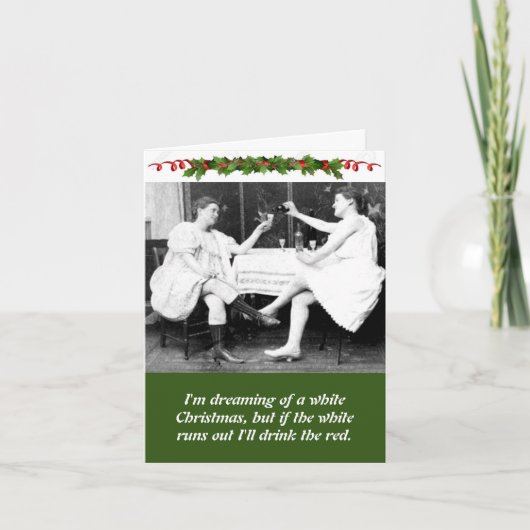 Cartes Pour Fêtes Annuelles Drôle Dames Boire Vin Noël (Devant)