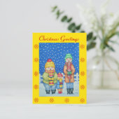 Cartes Pour Fêtes Annuelles drôle de chanteurs de carol dans la neige design d (Debout devant)