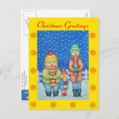 Cartes Pour Fêtes Annuelles drôle de chanteurs de carol dans la neige design d (Devant / Derrière)