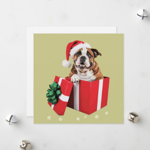 Cartes Pour Fêtes Annuelles Drôle de chien bouledogue anglais Arbre de Noël lu