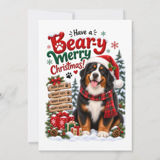 Cartes Pour Fêtes Annuelles Drôle de chien de montagne de Berne Noël