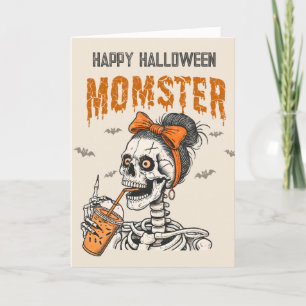 Cartes Pour Fêtes Annuelles Drôle de Momstre squelette Halloween vintage