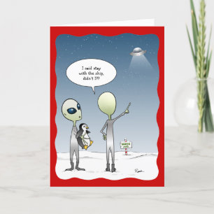 Cartes Pour Fêtes Annuelles Drôle de Noël d'alien UFO Santa Rudolph