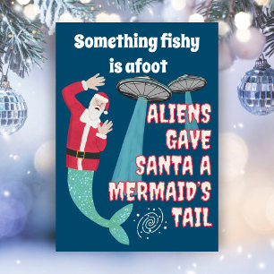 Cartes Pour Fêtes Annuelles Drôle de Noël Santa Aliens Rétro Sci-Fi