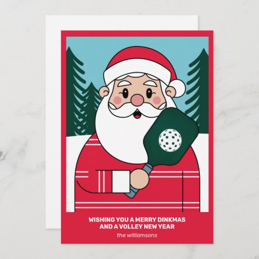 Cartes Pour Fêtes Annuelles Drôle de Pickleball Noël Santa Votre texte personn (Devant / Derrière)