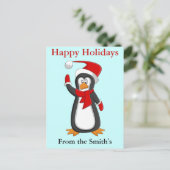 Cartes Pour Fêtes Annuelles Drôle dessin animé Penguin de Noël. (Debout devant)