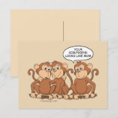 Cartes Pour Fêtes Annuelles Drôle dessin de singe (Devant / Derrière)