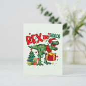 Cartes Pour Fêtes Annuelles Drôle dinosaure rex de Noël (Debout devant)