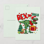 Cartes Pour Fêtes Annuelles Drôle dinosaure rex de Noël (Devant / Derrière)