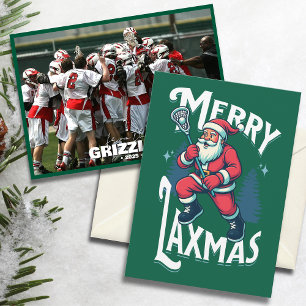 Cartes Pour Fêtes Annuelles Drôle Équipe de Crosse de Laxmas Vert Joyeux Noël