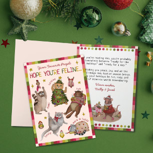 Cartes Pour Fêtes Annuelles Drôle espoir coloré Vous êtes Feline Chat Noël