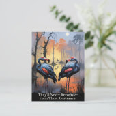 Cartes Pour Fêtes Annuelles Drôle Flamants roses d'Halloween portant des costu (Debout devant)